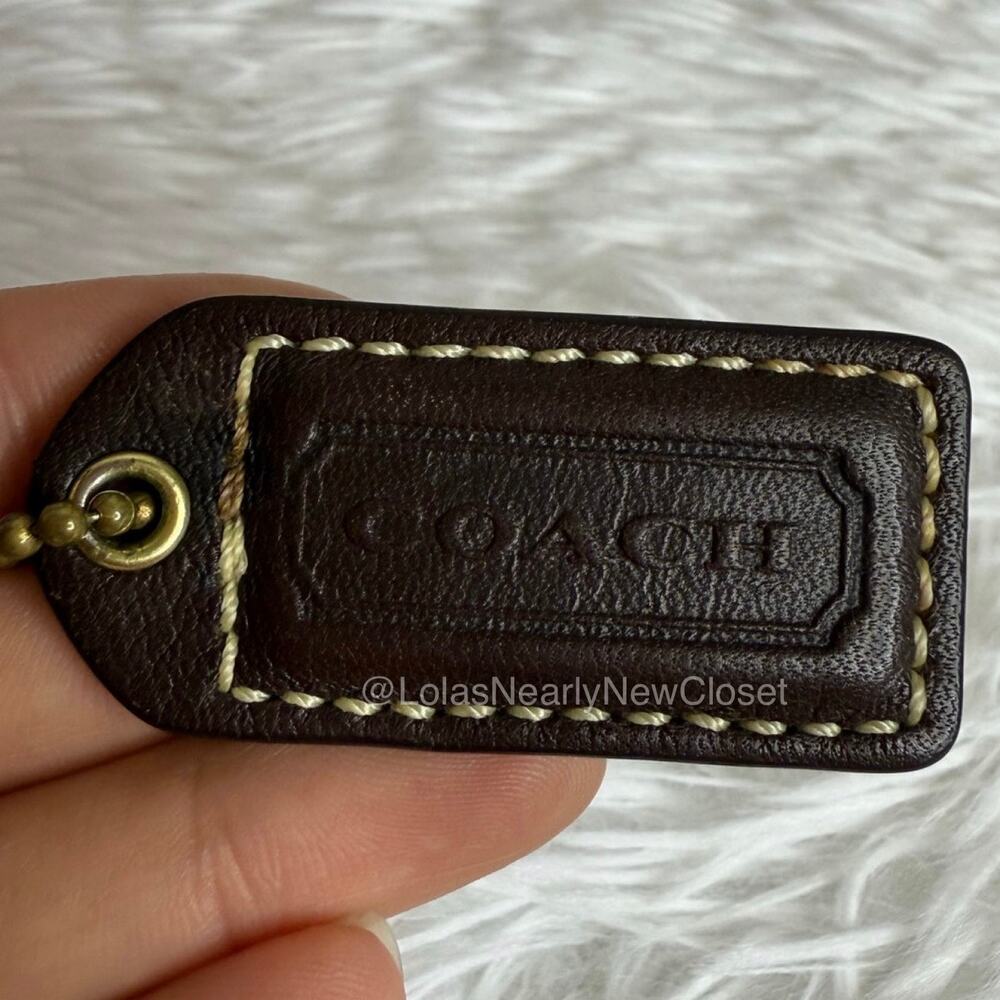 1.5" y2k COACH Brown Fob Bag Charm Hang tag Hangtag